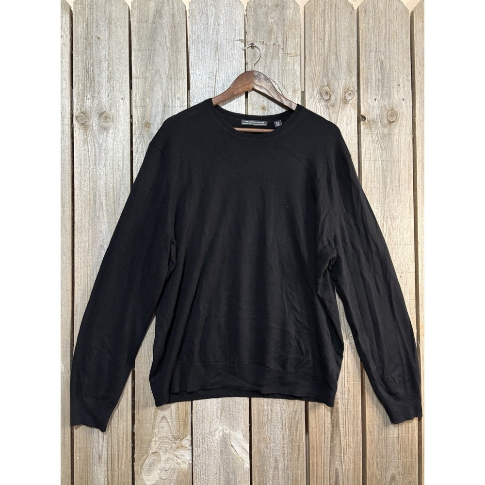 Saks Fifth Avenue Black Merino Wool‎ Blend Crewneck Sweater  XXL